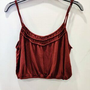 Urban Outfitters Crop Boho Cami | Burgundy | Medium